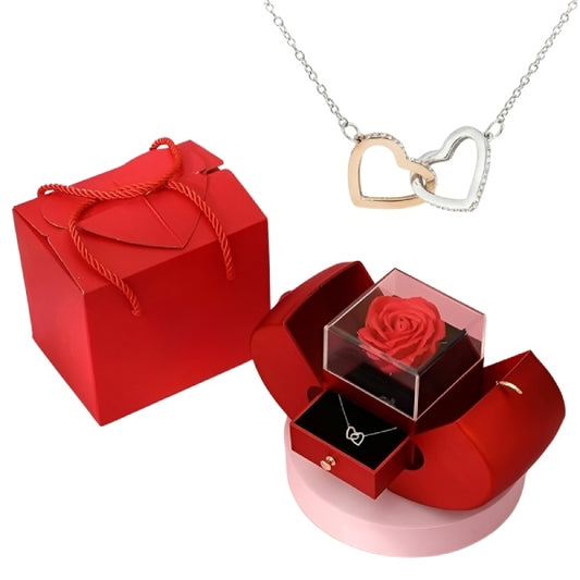 Collar Hearts + Caja Regalo de rosa